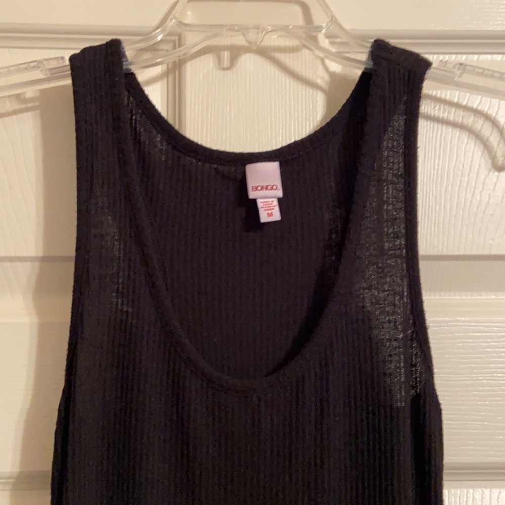 Bongo Ribbed Black Racerback Dress with Side Split - Picture 2 of 5